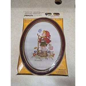 Vtg Paragon Hummel Peasant Boy Cross Stitch Kit 0635 New Sealed 9x12 Oval Frame